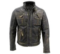 Infinity Leather Mens Retro Biker Jacket-Toronto - Black - Size X-Large