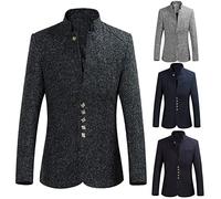 Men's Vintage Blazer Suit Jacket Clearance,Mens Classic Stand-up Collar Formal Jackets Coat Gentlemen Novelty Suits Blazers , Regular Fit Linen Blazer Business Work Wedding Cardigan Tops