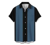 Men's Vintage Bowling Shirt 1950s Retro Rockabilly Style Short Sleeve Button Down Music Hawaiian Shirts Sleeve Contrast Colour Shirts Striped Golf Shirt Casual Shirts Summer Shirt Beach Shirt