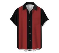 Men's Vintage Bowling Shirt 1950s Retro Rockabilly Style Short Sleeve Button Down Music Hawaiian Shirts Sleeve Contrast Colour Shirts Striped Golf Shirt Casual Shirts Summer Shirt Beach Shirt