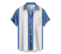 Men's Vintage Bowling Shirt 1950s Retro Rockabilly Style Short Sleeve Button Down Music Hawaiian Shirts Sleeve Contrast Colour Shirts Striped Golf Shirt Casual Shirts Summer Shirt Beach Shirt, purple