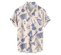 Men's Vintage Bowling Shirt 1950s Retro Rockabilly Style Short Sleeve Button Down Music Hawaiian Shirts, Brass-blueviolet, XL