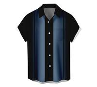 Men's Vintage Bowling Shirt 1950s Retro Rockabilly Style Short Sleeve Button Down Music Hawaiian Shirts Sleeve Contrast Colour Shirts Striped Golf Shirt Casual Shirts Summer Shirt Beach Shirt