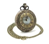 Men's Vintage Bronze Pocket Watch with Detachable Chain - Retro Quartz Timepiece with Antique Steampunk Design and Classic Roman Numerals for Weddings, Cosplay and Gifts