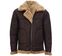 Mens Vintage Brown Ginger B3 Sheepskin Aviator Flying Leather Jacket