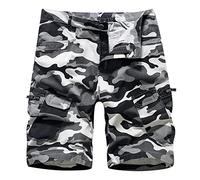 Mens Vintage Camo Cargo Shorts Summer Combat Camouflage Chino Half Pants Athletic Hunting Camping Tactical Shorts with Multi Pockets Elastic Waist