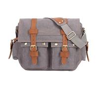 Men'S Vintage Canvas And Leather Satchel School Shoulder Bag Messenger Backpacks for Teenage Girls (Grey, A)