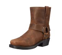 Men's Vintage Cowboy Boots Square Toe with Side Zipper Men's Harness Motorcycle Leather Boots,Dark Brown,6 UK