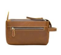 Men's Vintage Crazy Horse Leather Handbag Business Travel Storage Bag Toiletry Bag(Brown)