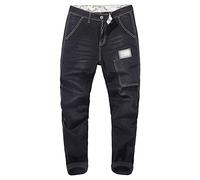 Men's Vintage Distressed Casual Jeans Stretch Slim Fit Washed Patch Jean Pant Tapered Leg Loose Comfy Denim Pants (Black,32)
