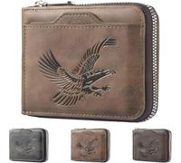 Men's Vintage Eagle Embossed Short Wallet, Men’s Eagle Emblem Wallet, Men's Vintage Eagles Embossed Short Wallet (Light Brown)