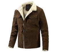 Men's Vintage Fleece Sherpa Lined Corduroy Jacket Casual Button Down Thickened Cotton Warm Winter Trucker Coats