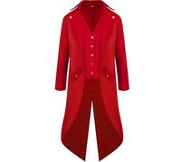 Men's Vintage Gothic Tailcoat, Medieval Renaissance Steampunk Jacket Men Long Victorian Trench Coat Uniform Single Breasted Frock Coat Fall Winter Turn Collar Overcoat Costume for Halloween