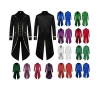 Men's Vintage Gothic Tailcoat, Medieval Renaissance Steampunk Jacket Men Long Victorian Trench Coat Uniform Single Breasted Frock Coat Fall Winter Turn Collar Overcoat Costume for Halloween