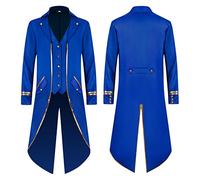 Men's Vintage Gothic Tailcoat, Medieval Renaissance Steampunk Jacket Men Long Victorian Trench Coat Uniform Single Breasted Frock Coat Fall Winter Turn Collar Overcoat Costume for Halloween