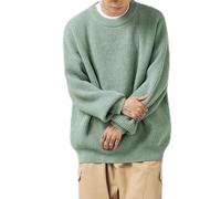 Men's Vintage Grandpa Aesthetic Sweaters Crewneck Knitted Sweatshirt Pullovers Y2K Grunge Clothing Korean Streetwear, Green, XXXL