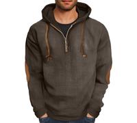 Mens Vintage Henley Shirts Men'S Corduroy Sweatshirts Long Sleeve Blouse Patchwork Outdoor Work Jumpers Lightweight Golf Sweatshirt With Brown Elbow Patch Sweaters Long Sleeve Hoodless Pullovers