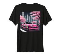 Mens Vintage JDM Drift Race Car Sakura Blossom Art (On Back) Premium T-Shirt