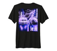 Mens Vintage JDM Drift Racing Cars Lightning Night Scene(On Back) Premium T-Shirt