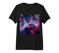 Mens Vintage JDM Legend Drift Racing Car Tokyo Skyline At Night Premium T-Shirt