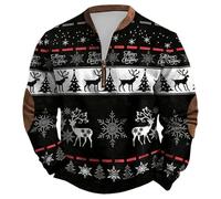 Men's Vintage Knit Print Zip-Up Chirstmas Sweatshirt Xmas Long Sleeve Stand Collar Vintage Ethnic Print Fall Casual Tops Black Red Green Beige Pink Navy Wine Orange Yellow Brown Hot S M L XL XXL 3XL