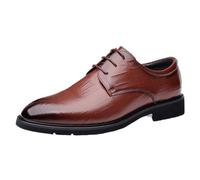 Men's Vintage Non Slip Leather Shoes Lace Up Round Toe Comfortable Dress Oxfords British Style Business Casual Formal Footwear(Marrone,9 UK)