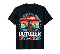 Men's Vintage October 1975 2026 51 Years of Being Awesome Birthday Value Graphic T-Shirt