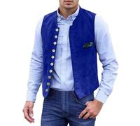 Men's Vintage Oktoberfest Waistcoat, Suede Effect Faux Leather Gilet with Multiple Buttons, Traditional Bavarian Beer Festival Outfit for Party, Carnival and Retro Themed Events