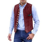 Men's Vintage Oktoberfest Waistcoat, Suede Effect Faux Leather Gilet with Multiple Buttons, Traditional Bavarian Beer Festival Outfit for Party, Carnival and Retro Themed Events
