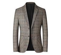 Mens Vintage Plaid Slim Fit Casual Blazer Formal Business Tuxedo Smart Wedding Blazer Lightweight Suit Jacket