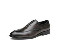 Men's Vintage Pointed Toe Oxford Dress Shoes British Style Formal Business Shoes for Young Gentlemen and Prom, Grey, 8 UK