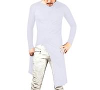 Men's Vintage Shirt Long Sleeve Slim Fit Asymmetrical Stacking Collar Long Sleeve Shirt Men Gothic Clothing Chic Tops Shirt T-Shirt Carnival Cosplay Halloween Vampire Party Tops, O White, L