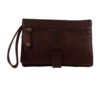 Mens Vintage Soft LEATHER Wrist Man Bag Travel Organiser by Rowallan 2 Colours Handy-Brown