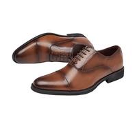 Men's Vintage Spanish Leather Lace-Up Oxfords Pointed Toe Luxury Dress Shoes for Business(Marrone,7 UK)