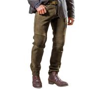 Mens Vintage Suede Pants Classic Casual Elastic Waist Straight Leg Flat Front Trousers Retro Western Cowboy Work Pants Khaki