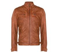 Men's Vintage Tan Leather Retro Jacket Classic Racing Quilted Biker Moto Fashion Jacket XS