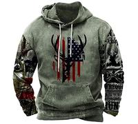 Men's Vintage Western Aztec Hoodie 3D Digital Geometric Print Long Sleeve Hooded Pullover Sweatshirt with Pocket