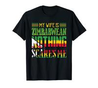 Mens Vintage Wife Is Zimbabwean Nothing Scares Me Zimbabwe Flag T-Shirt