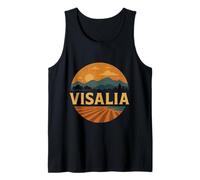 Mens Visalia Retro Sunset Valley Landscape Vintage Farm Scene Tank Top