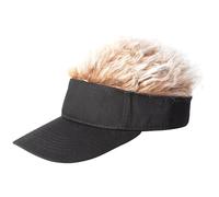 Mens Visor Cap Wig 55-60cm Circumference | Adjustable Baseball Cap Golf Hats with Fake Hair Unisex UV-Blocking Sun Hat Cotton-Polyester Hair Visor Outdoor for Men, Fun Sun Hat Khaki