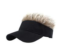 Men's Visor with Hair Fake Hairs Visor Hat for Men Funny Sun Hats Novelty Baseball Wig Caps with Spiked Hair, Black+Coffee