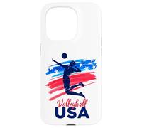 Mens Volleyball Support the Team Beach Volleyball Flag USA Case for iPhone 15 Pro