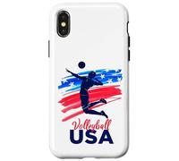 Mens Volleyball Support the Team Beach Volleyball Flag USA Case for iPhone X/XS