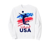 Mens Volleyball Support the Team Beach Volleyball Flag USA Sweatshirt