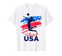 Mens Volleyball Support The Team Beach Volleyball Flag USA T-Shirt