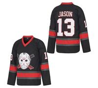 Men's Voorhees 13 Movie Ice Hockey Jersey Halloween Stitched, Black, Medium
