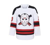 Men's Voorhees 13 Movie Ice Hockey Jersey Halloween Stitched, White, Medium