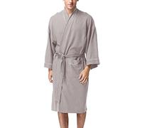 Mens Waffle Dressing Gown Uk Mens Robe Soft Comfy Hotel Dressing Gown Lightweight Textured Robe Unisex Absorbent Bathrobes For Spa Knee Length Bedroom Bathrobes Night Bath Robes For Loungewear
