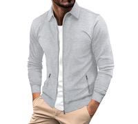 Mens Waffle Fleece Jacket Mens Sport Jackets Smart Casual Smart Golf Jacket Lightweight Lapel Jackets Bomber Baseball Coats Outdoor Lounge Coat With Zip Pockets Comfort Fit Running Outwear