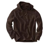 Men's Waffle Hoodie, Casual Hoodie, Long Sleeve, Checked Hooded Sweatshirt, Plain Basic Pullover, Leisure Sweat Jacket, Cotton Transition Coat, Long Sleeves, coffee, XXL